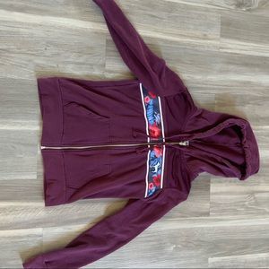 Pink jacket burgundy with flowers